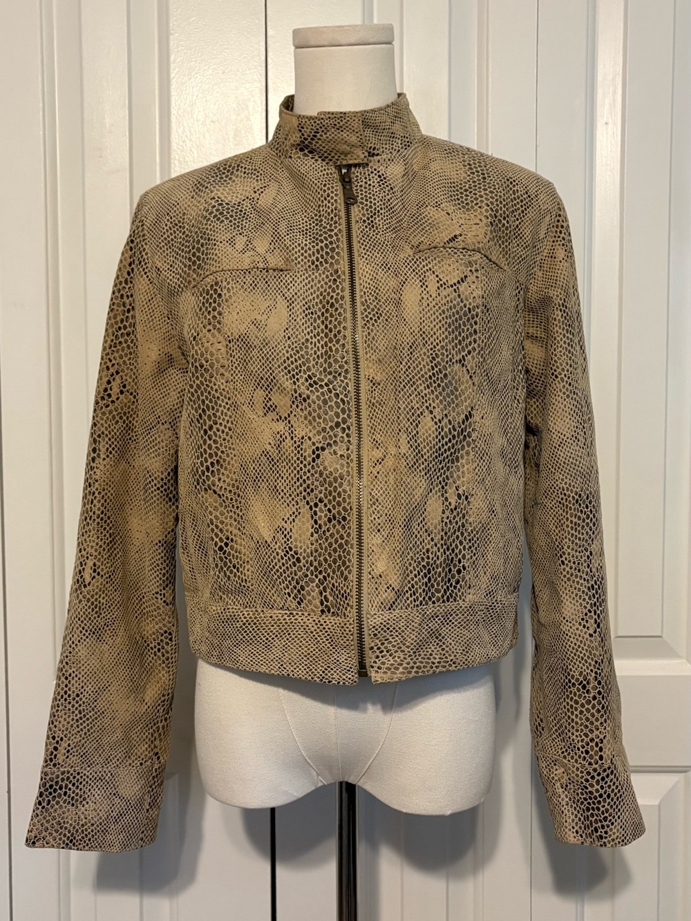 Vintage A.M.I. Genuine Leather Snake-Print Jacket (80’s/90’s Era), Size S
